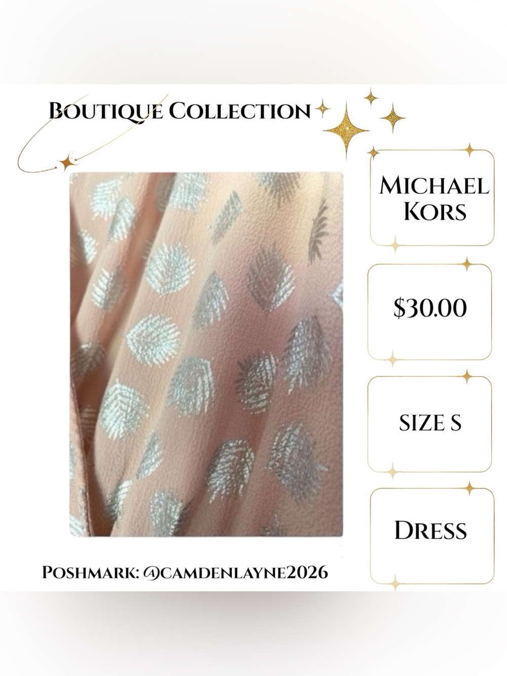 Michael Kors Women's Julia Foil-Print Smock-Waist Dress - Picture 6 of 7